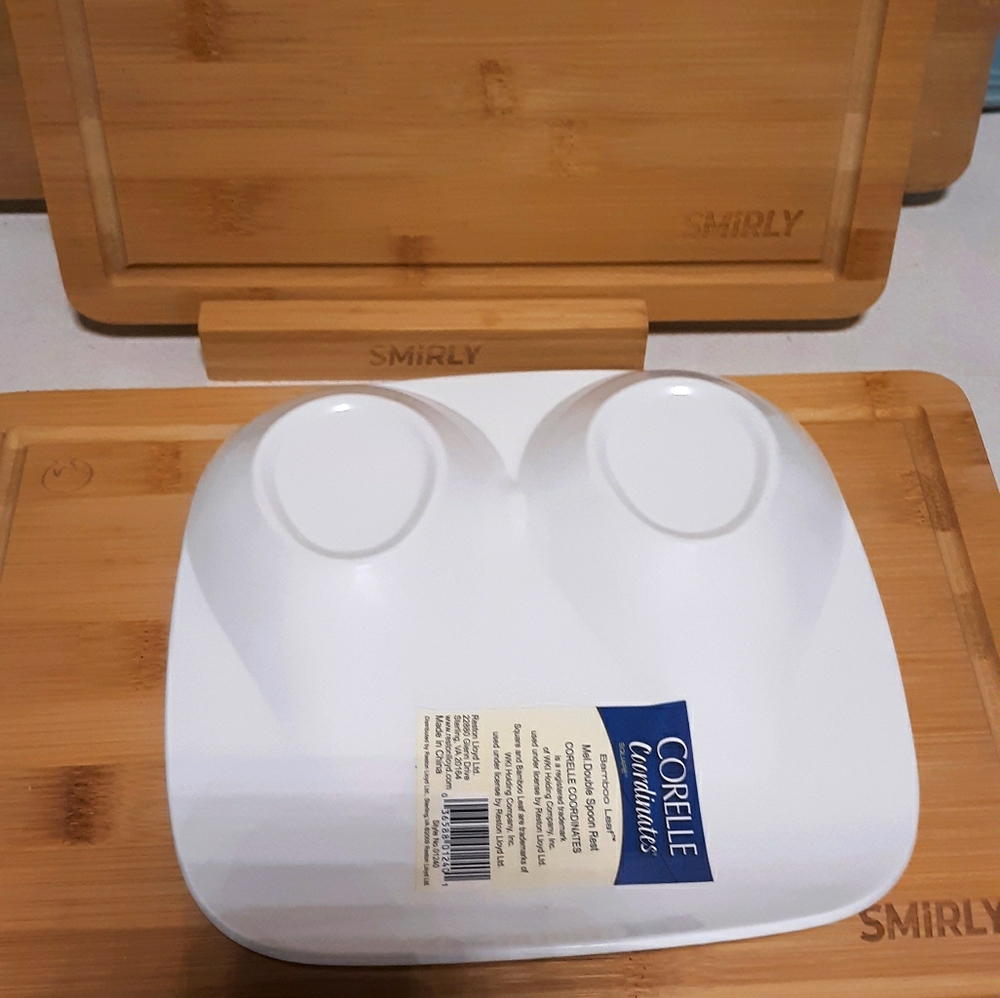 NWT CORELLE BAMBOO DOUBLE SPOON REST - Picture 4 of 5